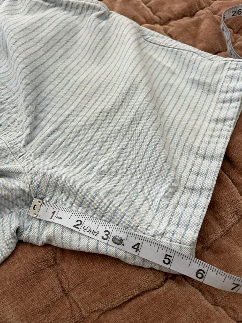 J. Crew Light Blue and White Striped Jean Shorts
